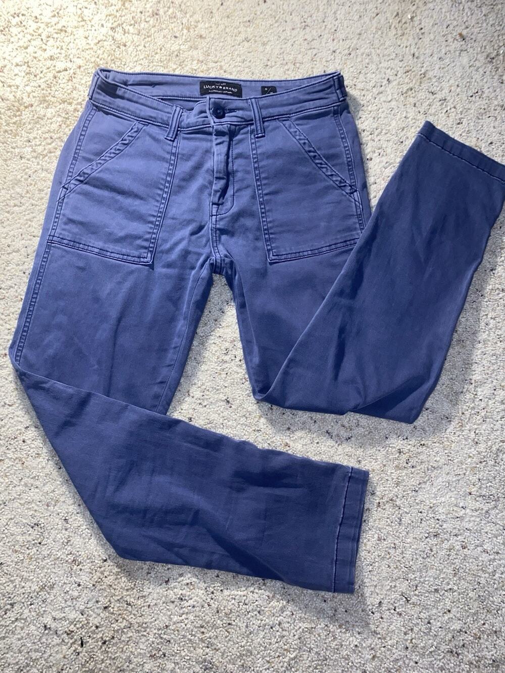 Lucky Brand Womens Utility Pants Size 0 25 Blue Straight Leg